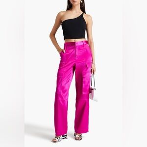 Frame Denim Fuchsia Pink Satin Women's Cargo Pants